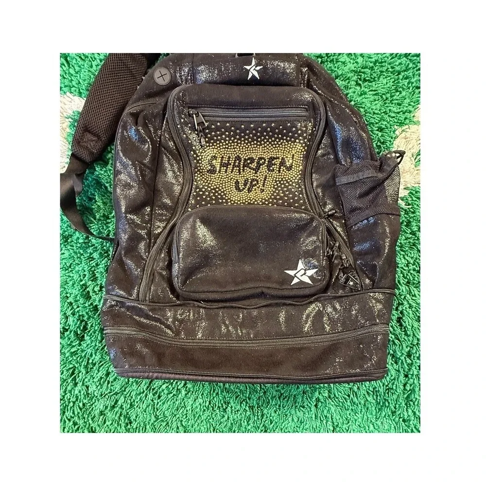Rebel Athletic Backpack Girls OS Black Excellent Sharpen Up Rhinestone Cheer Bag